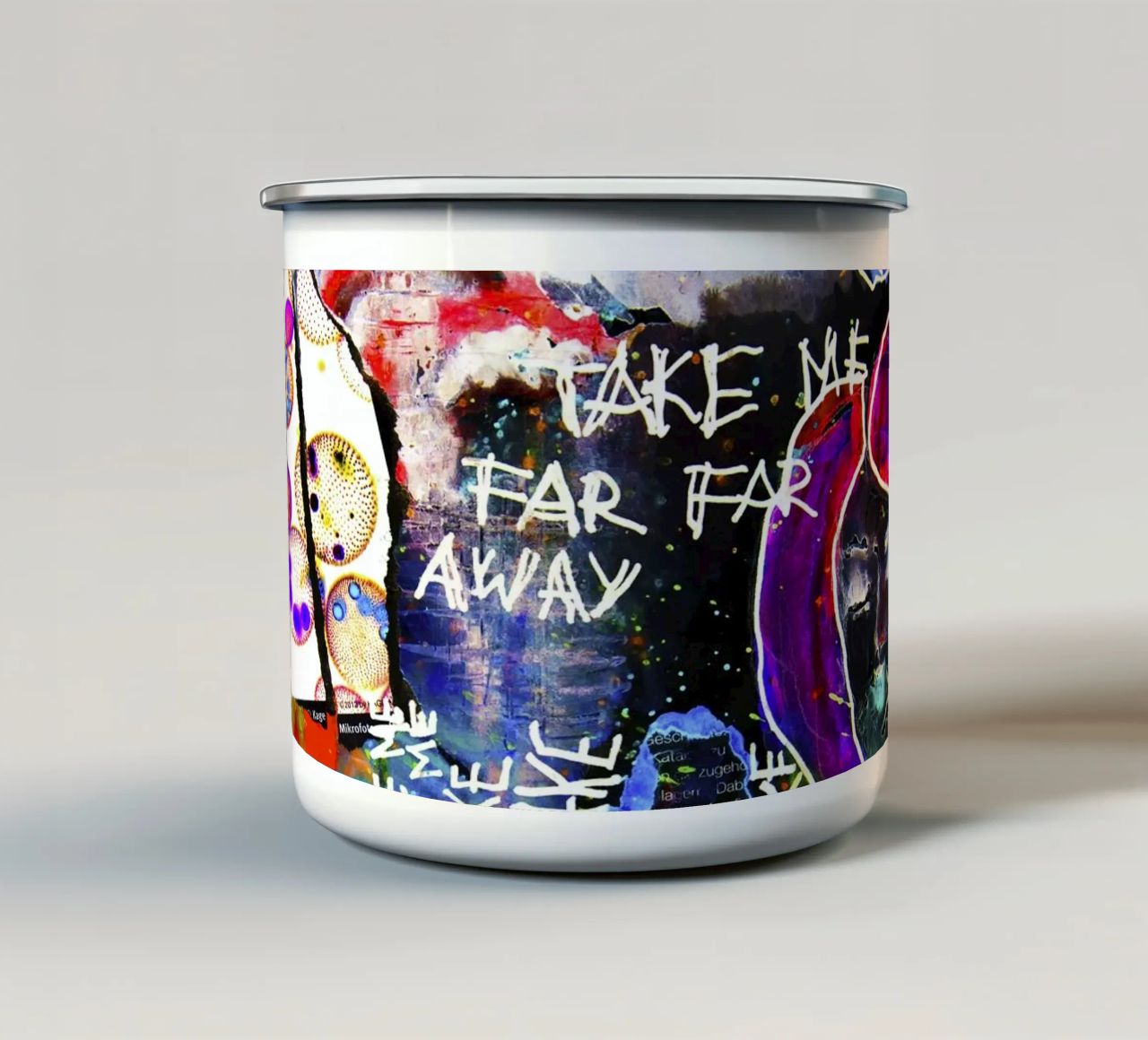 Take me far away tazza in smalto da Hey Vincent