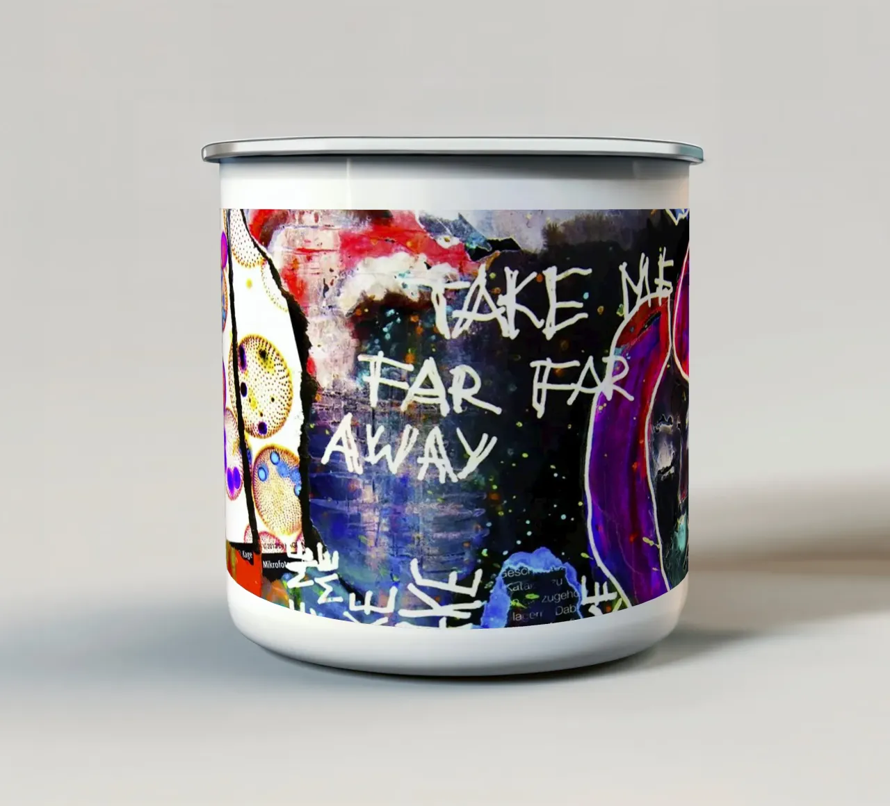 Take me far away tazza in smalto da Hey Vincent