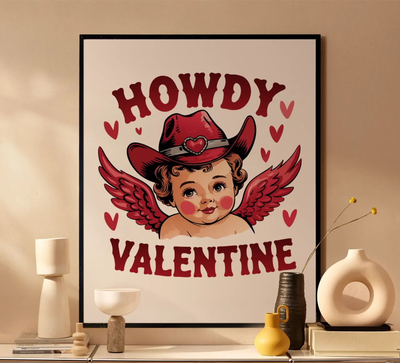 Howdy Valentine poster con telaio in alluminio da edsonramosart