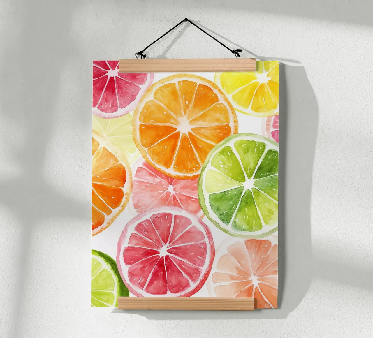 Acquerelli agli agrumi poster con telaio in legno da Spice & Style