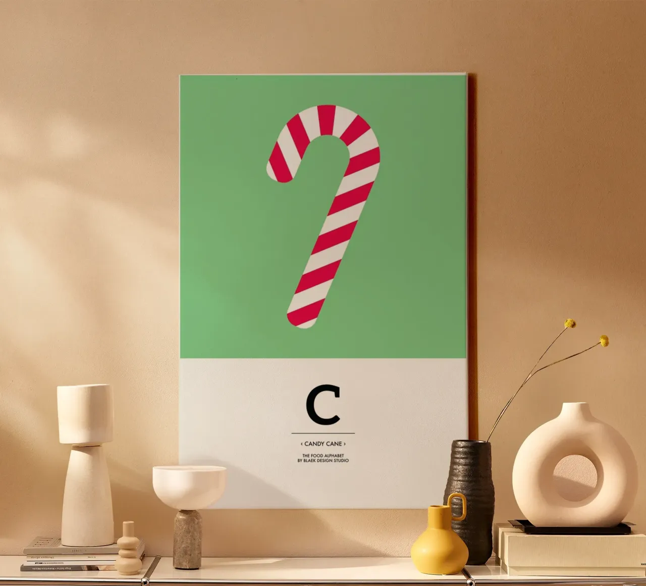 Food Alphabet Xmas Edition C Leinwand von BLAEK Design Studio