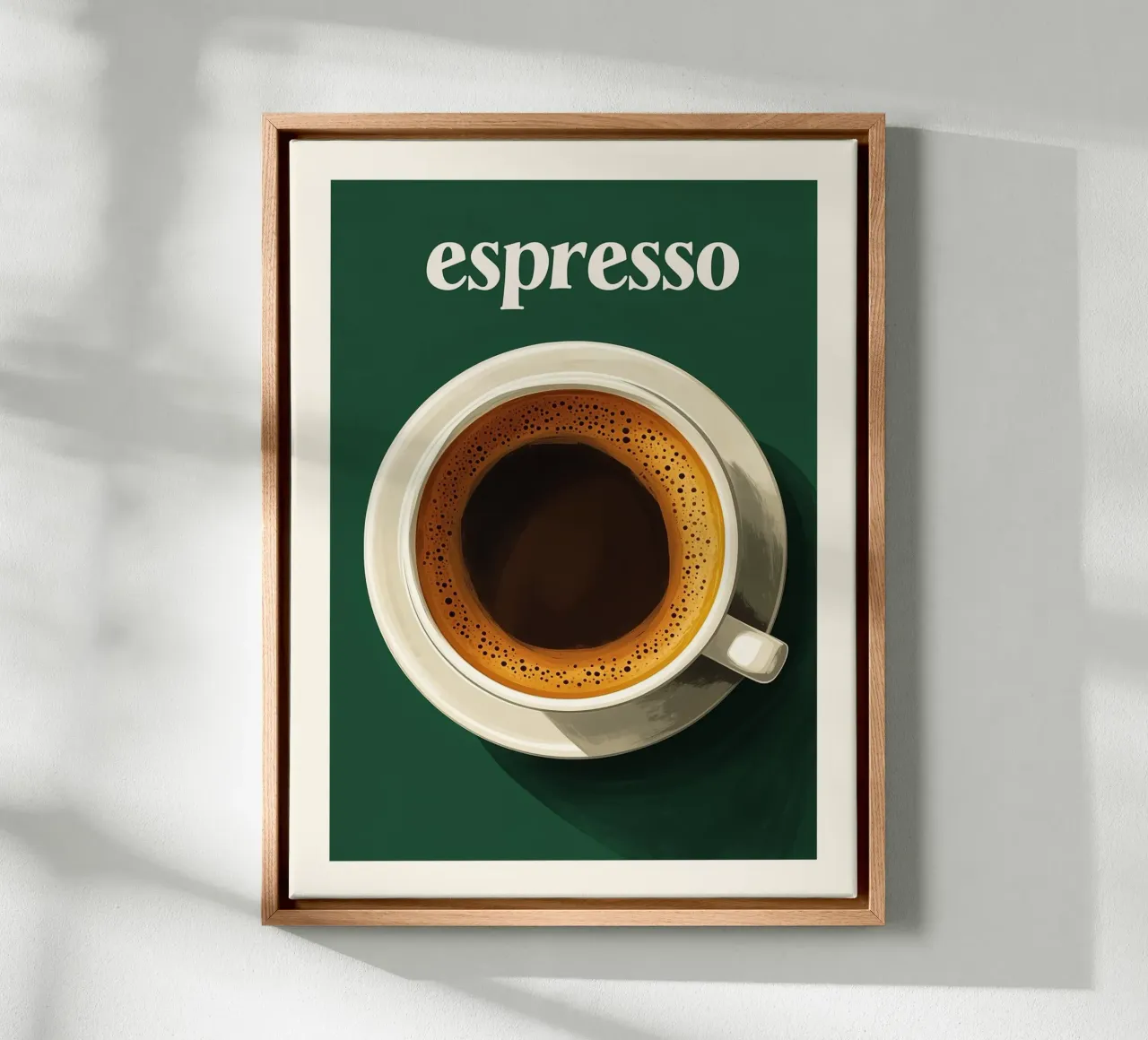 Espresso Coffee Art Poster verde tela con Cornice a cassetta da Spice & Style