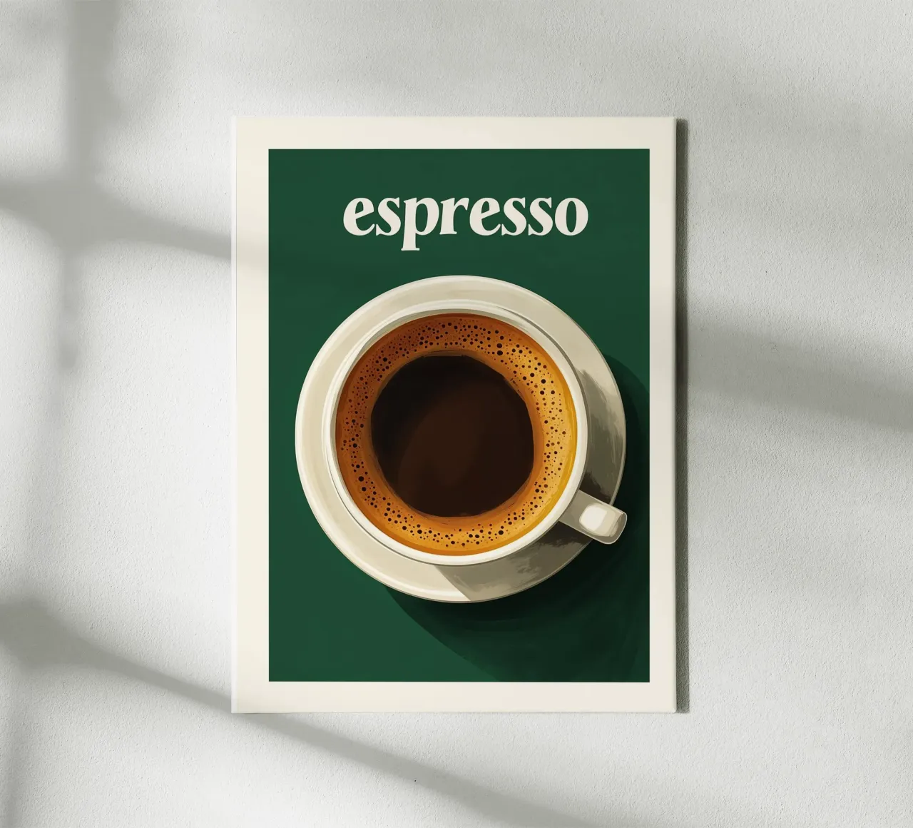 Espresso Coffee Art Poster verde tela con Cornice a cassetta da Spice & Style
