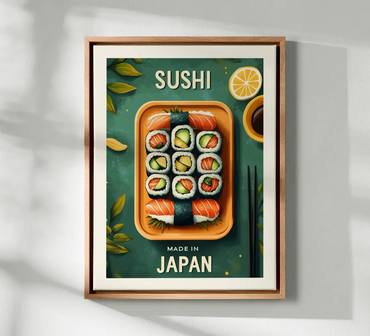 Poster per vassoio di sushi giapponese tela con Cornice a cassetta da Spice & Style