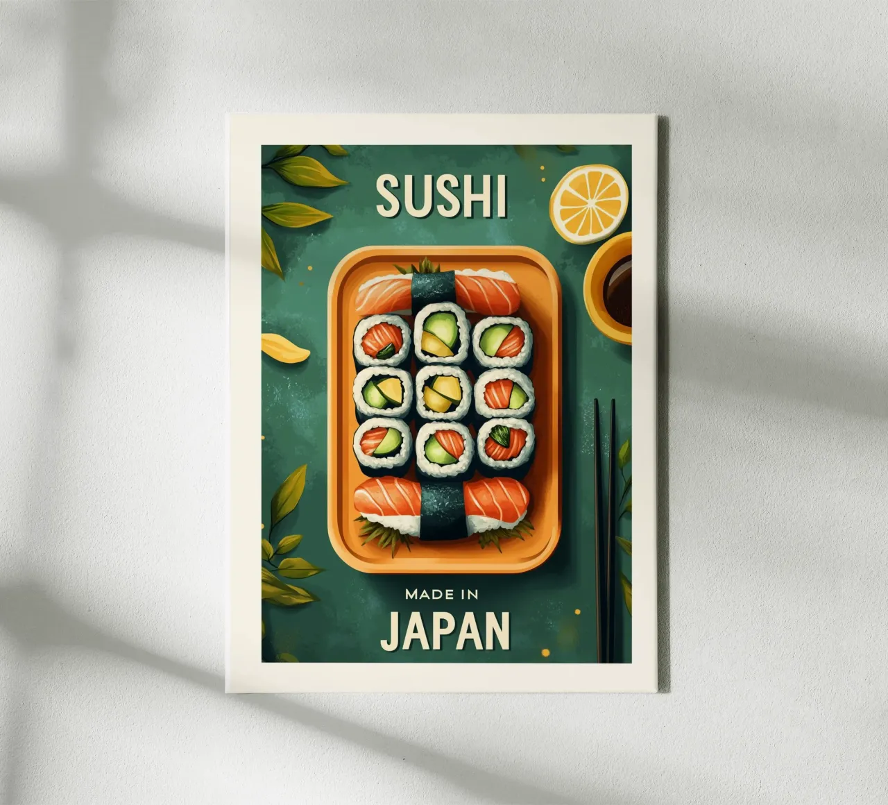 Poster per vassoio di sushi giapponese tela con Cornice a cassetta da Spice & Style
