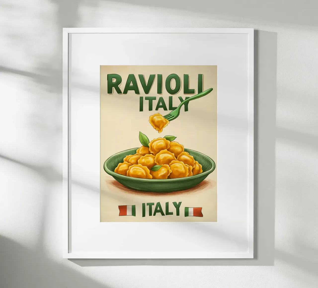 Poster artistico sui ravioli italiani poster con telaio in alluminio da Spice & Style
