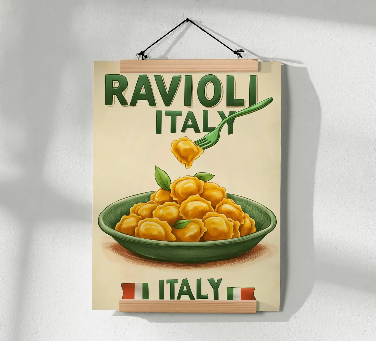 Poster artistico sui ravioli italiani poster con telaio in alluminio da Spice & Style