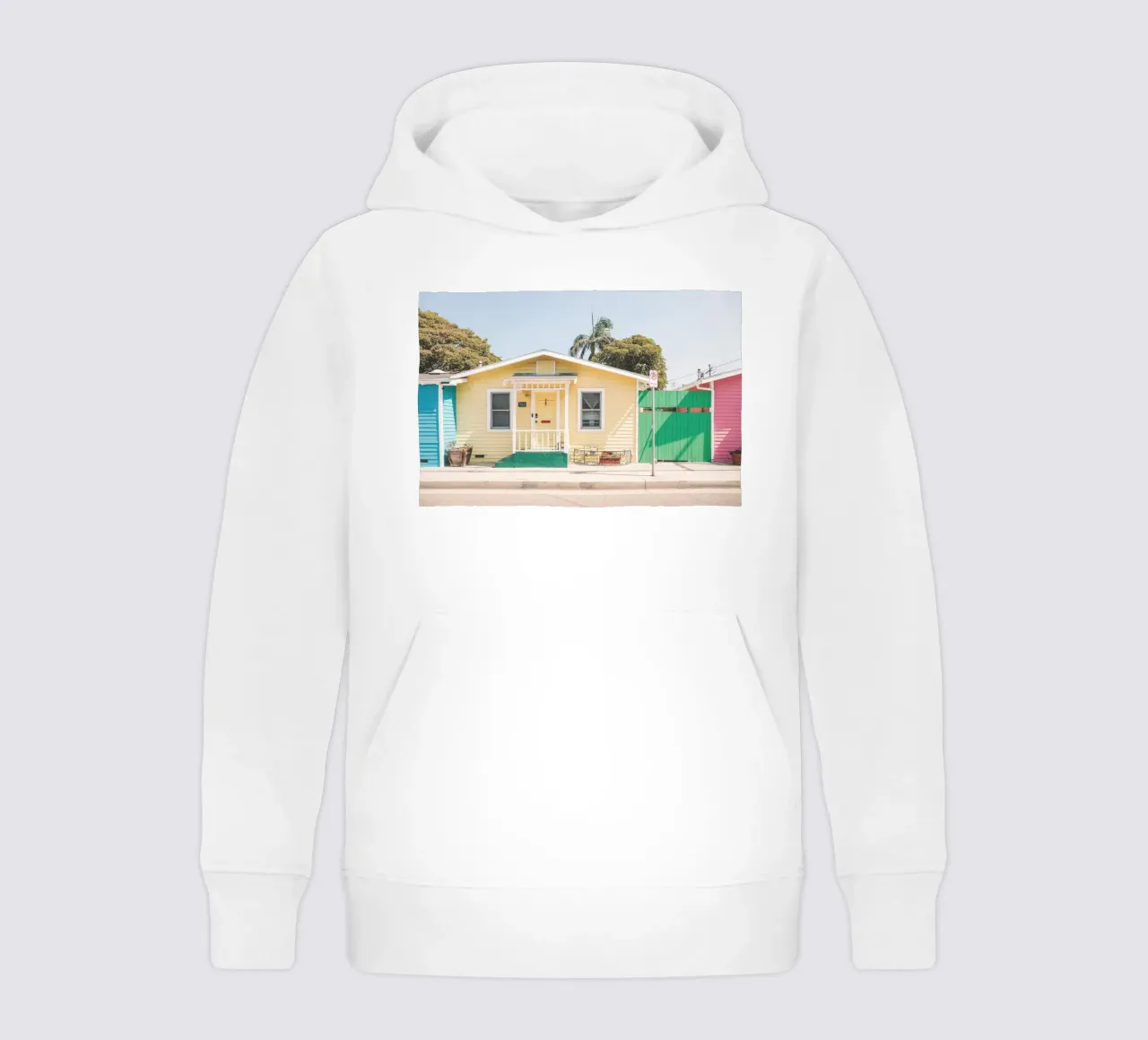 Los Ángeles, EE.UU. I Casas de playa en tonos pastel sudadera con capucha para niño de Julie Travel Photography