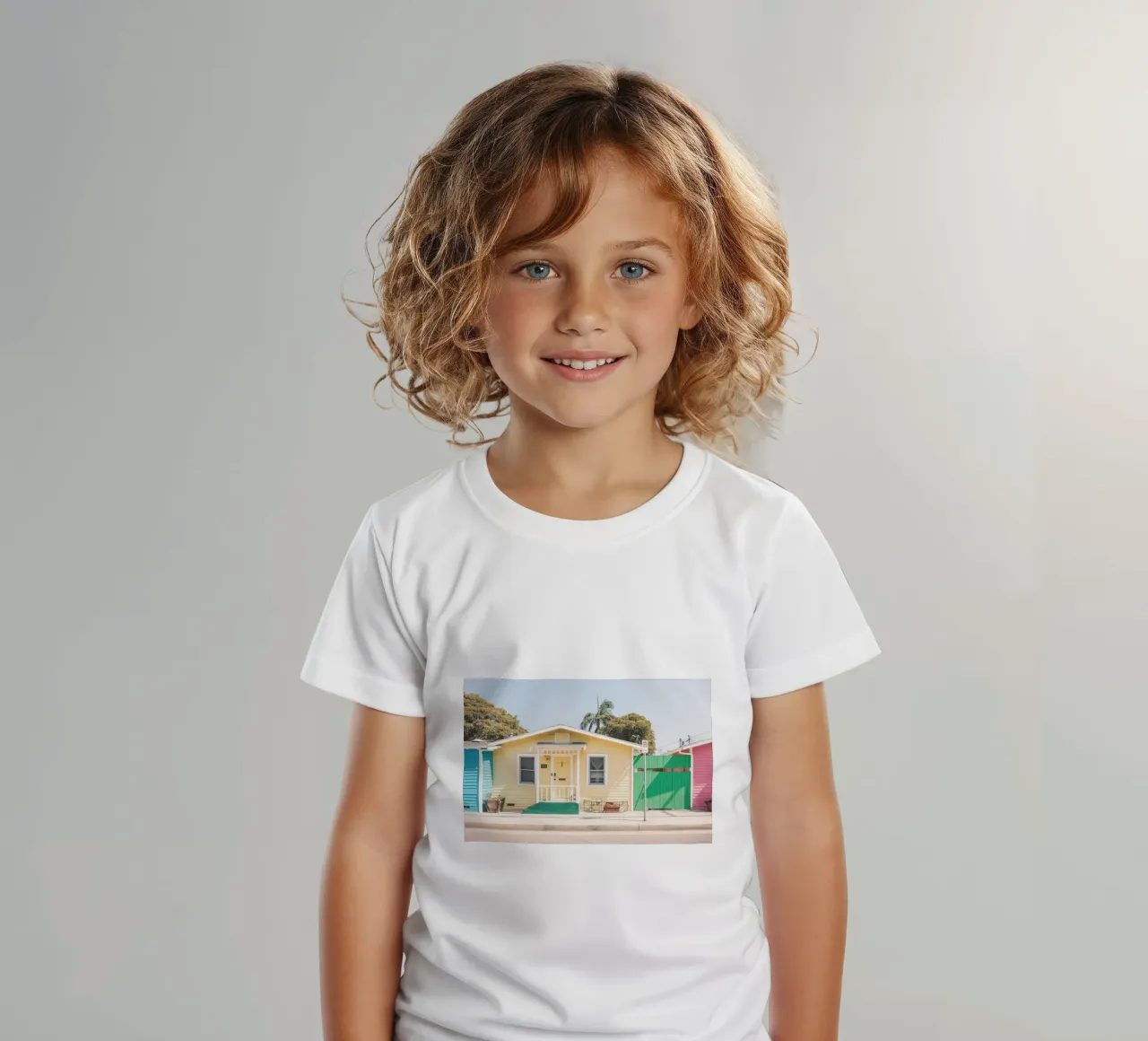 Los Angeles, VS I Pastel strandhuisjes aan zee kinder t-shirt van Julie Travel Photography