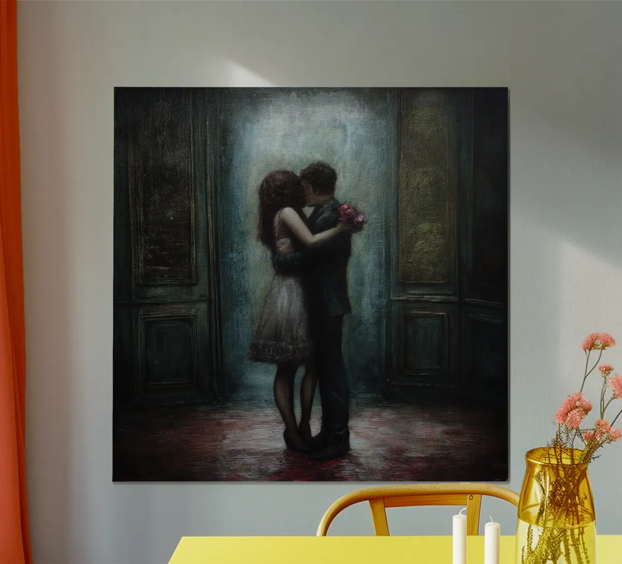 Valentine Kiss Painting poster with plastic frame by Motivate-Today