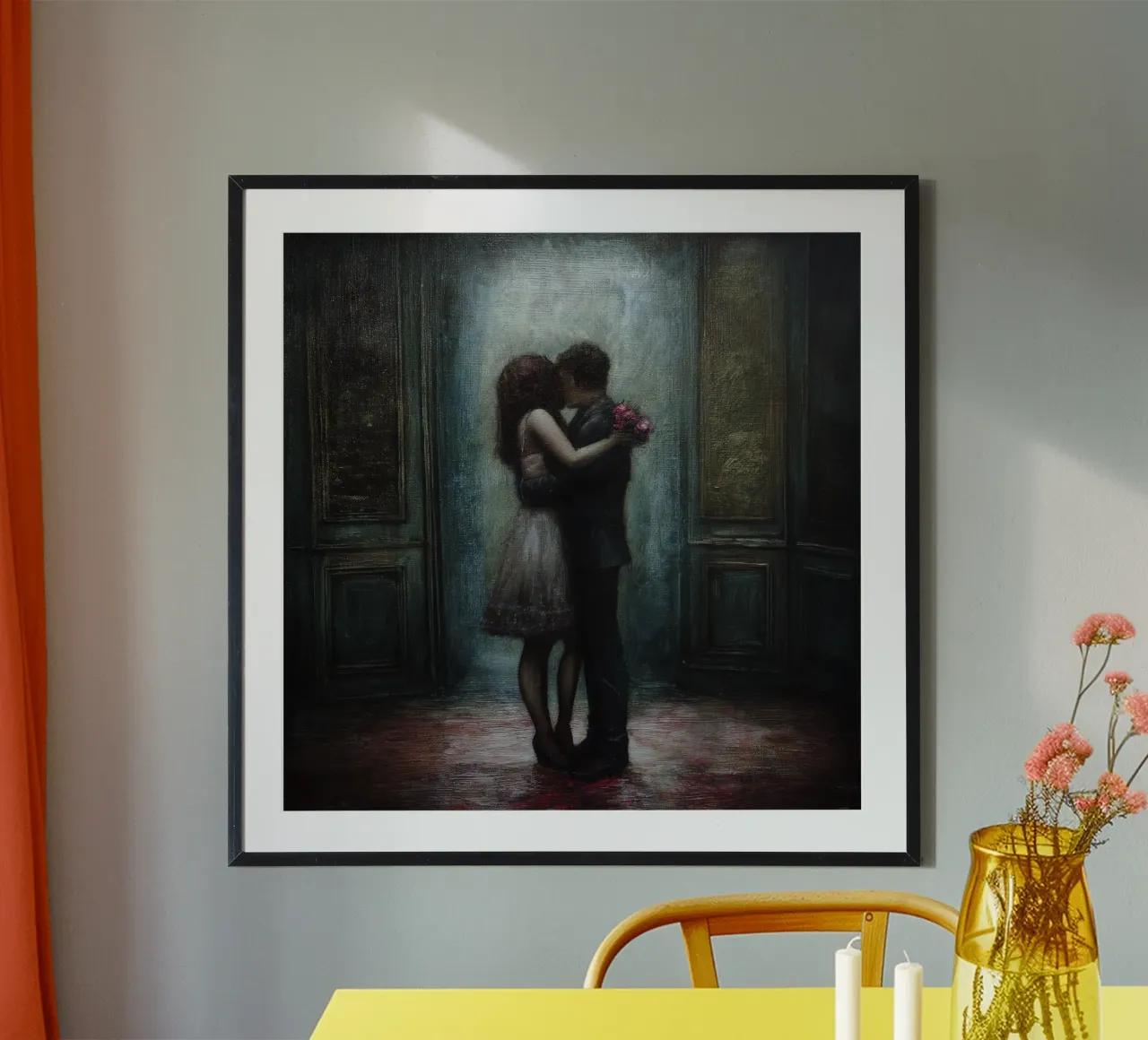 Valentine Kiss Painting poster with plastic frame by Motivate-Today
