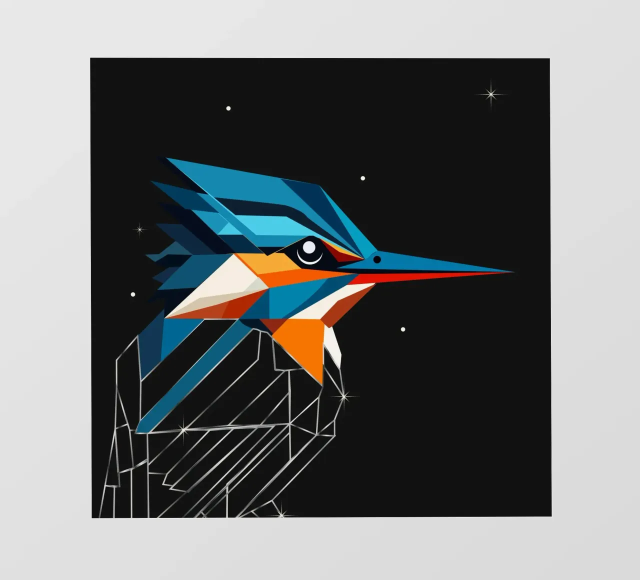 Martin pescatore geometrico: un tripudio di colori nel cielo notturno pellicola backlit da namosh