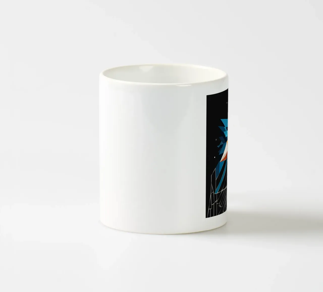 Martin pescatore geometrico: un tripudio di colori nel cielo notturno tazza in ceramica da namosh