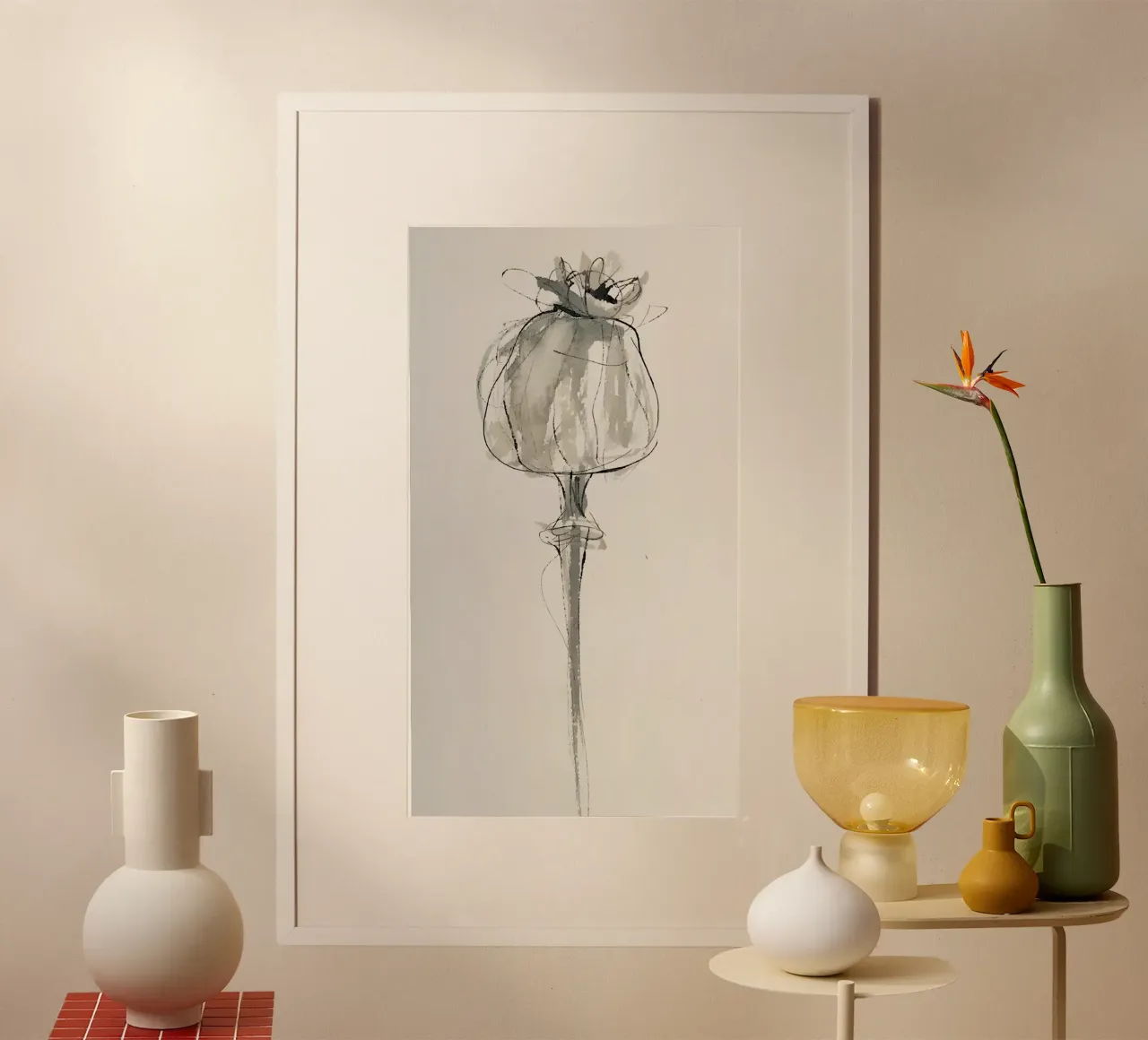 Capsula di papavero in filigrana - la poesia della natura poster con telaio in alluminio da Kunst und Kontrast