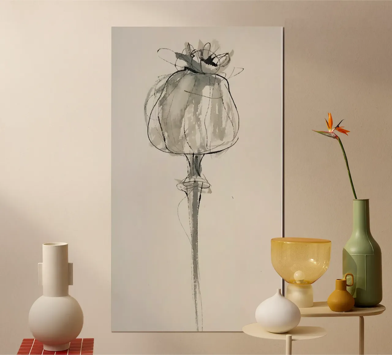 Capsula di papavero in filigrana - la poesia della natura poster con telaio in alluminio da Kunst und Kontrast