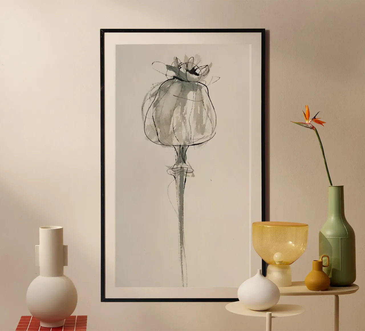 Capsula di papavero in filigrana - la poesia della natura poster con telaio in alluminio da Kunst und Kontrast
