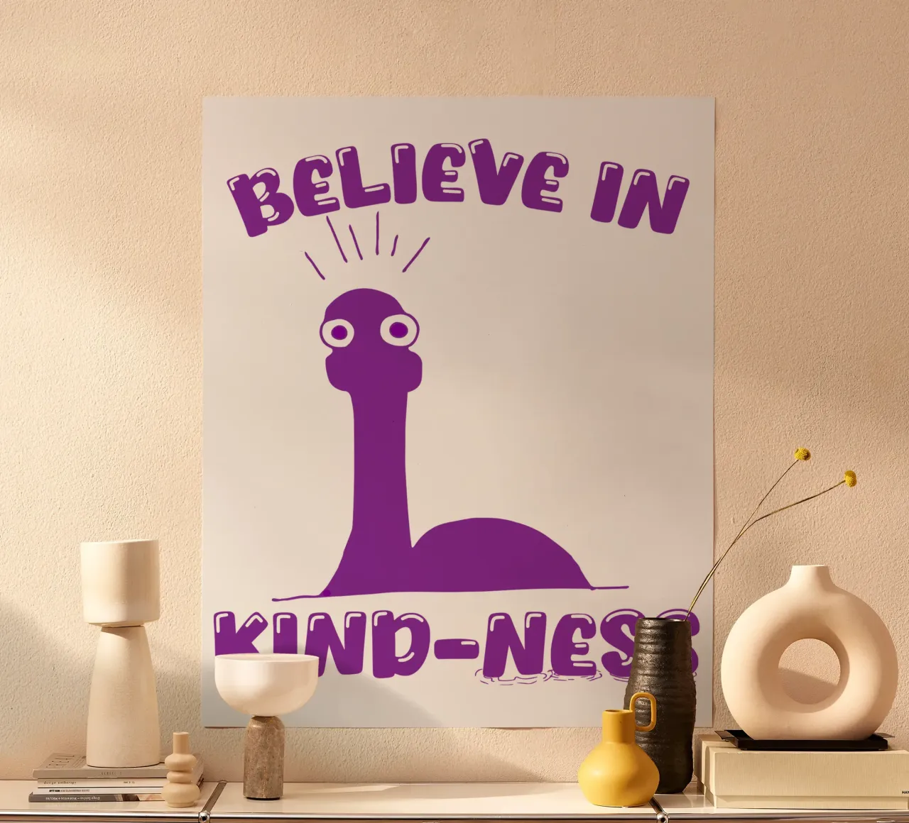 Credere nella gentilezza poster con telaio in alluminio da sillyindustries