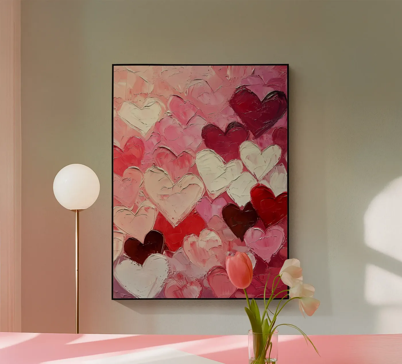 Rood Roze Harten acryl van IamHomeStudio