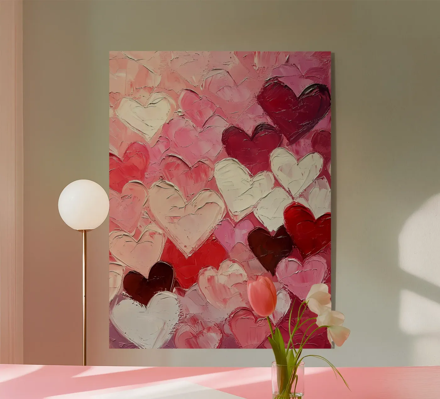 Rood Roze Harten acryl van IamHomeStudio