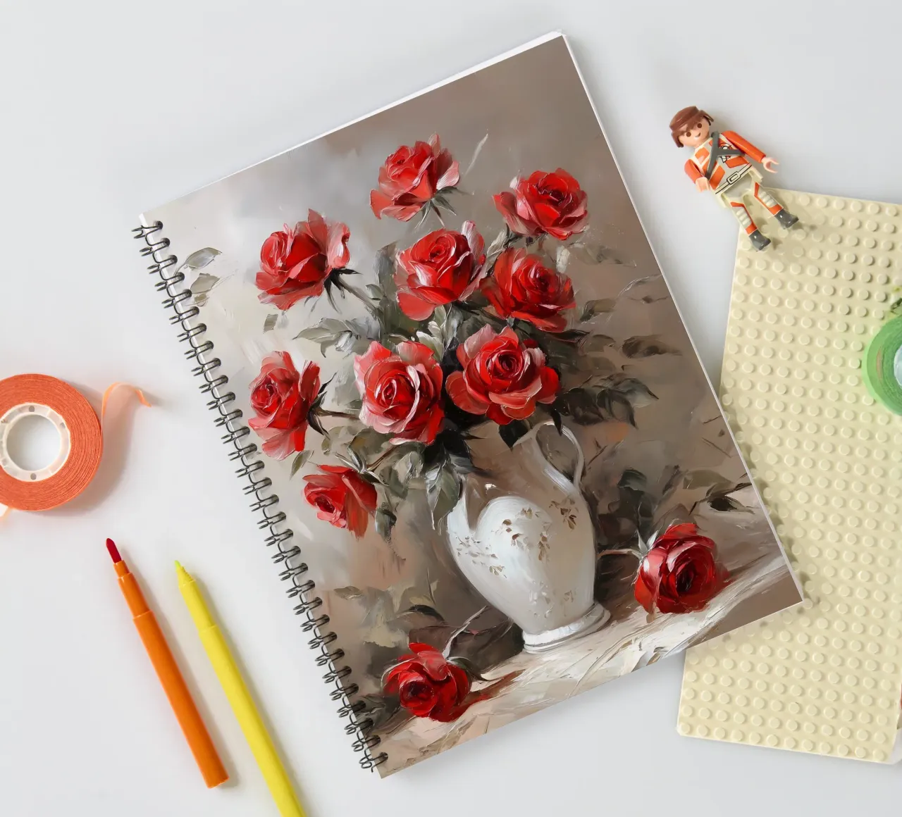 Vintage Red Roses spiral notebook by IamHomeStudio