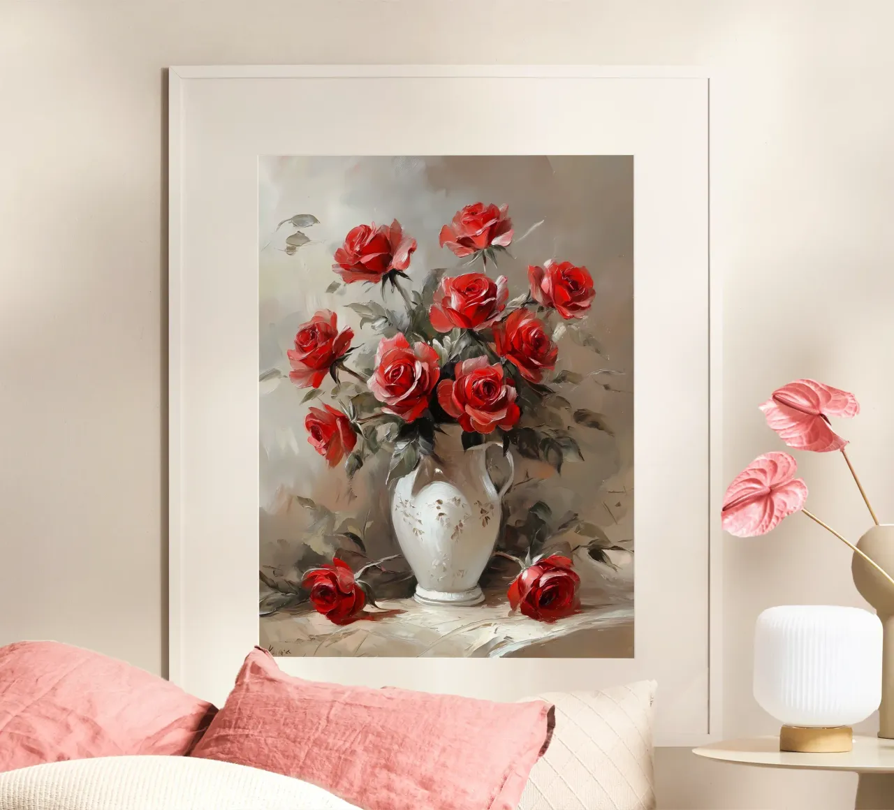 Vintage Red Roses poster with aluminum frame by IamHomeStudio