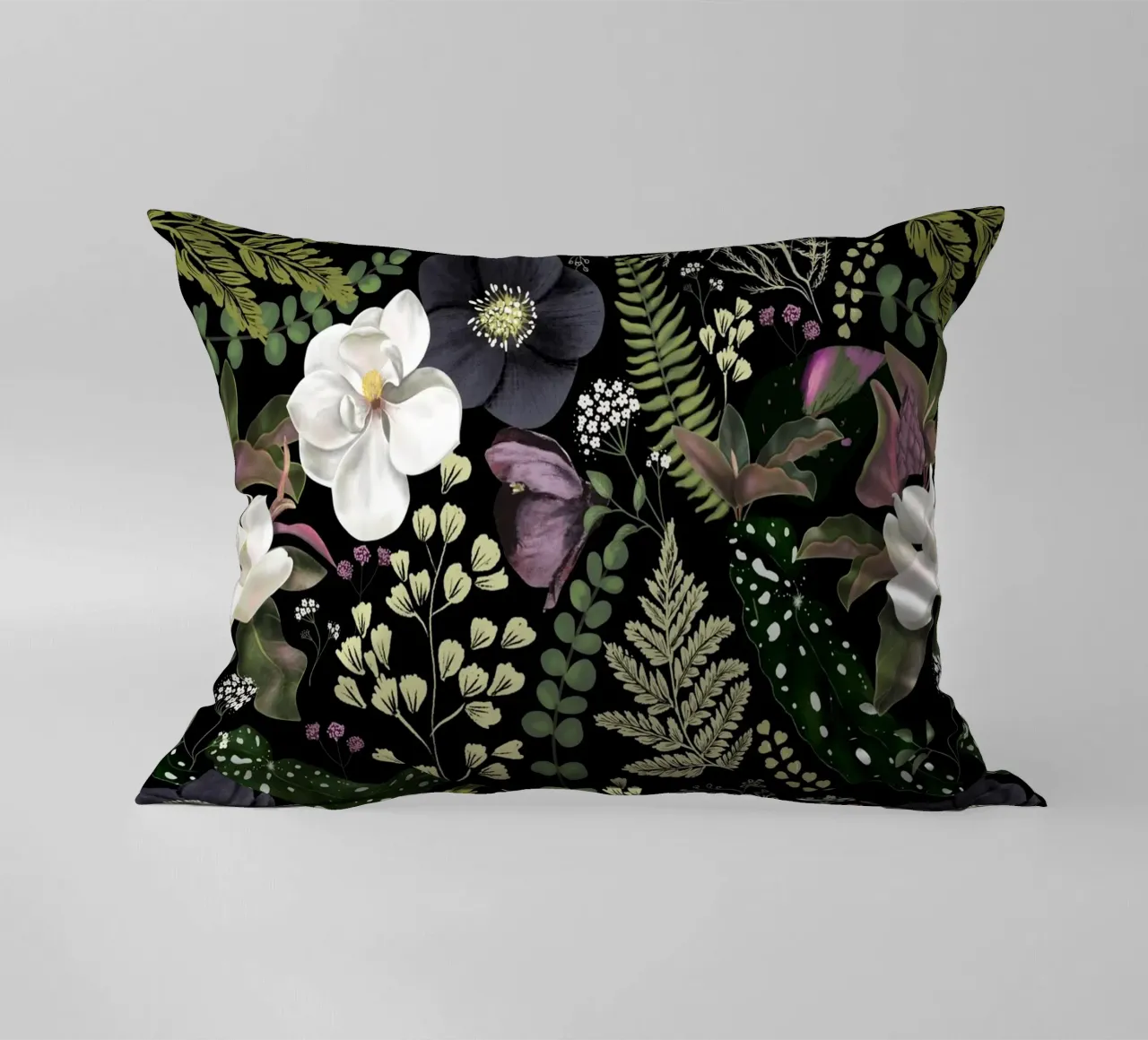 Dark Mystical Garden Botanical Pattern cuscino da anisillustration