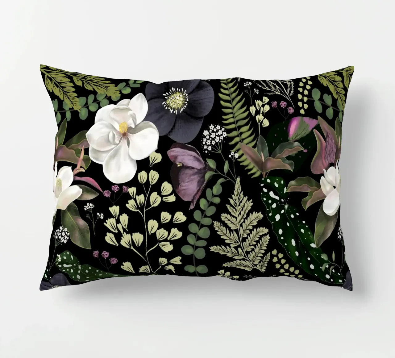 Dark Mystical Garden Botanical Pattern cuscino da anisillustration