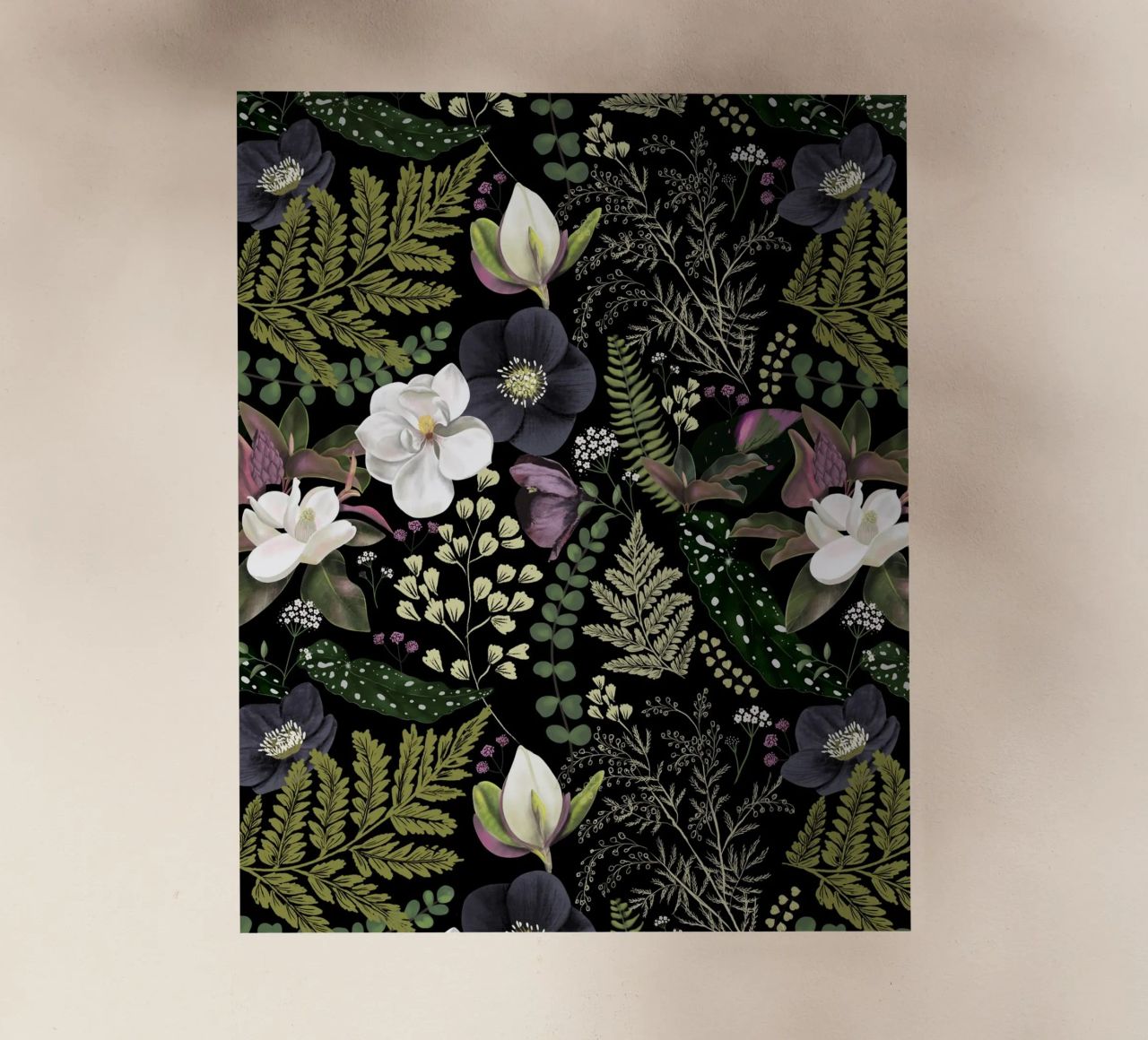 Dark Mystical Garden Botanical Pattern pellicola backlit da anisillustration