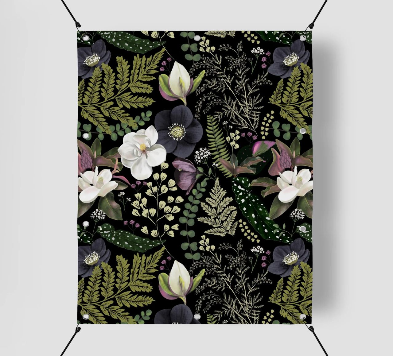 Dark Mystical Garden Botanical Pattern telo in pvc da anisillustration