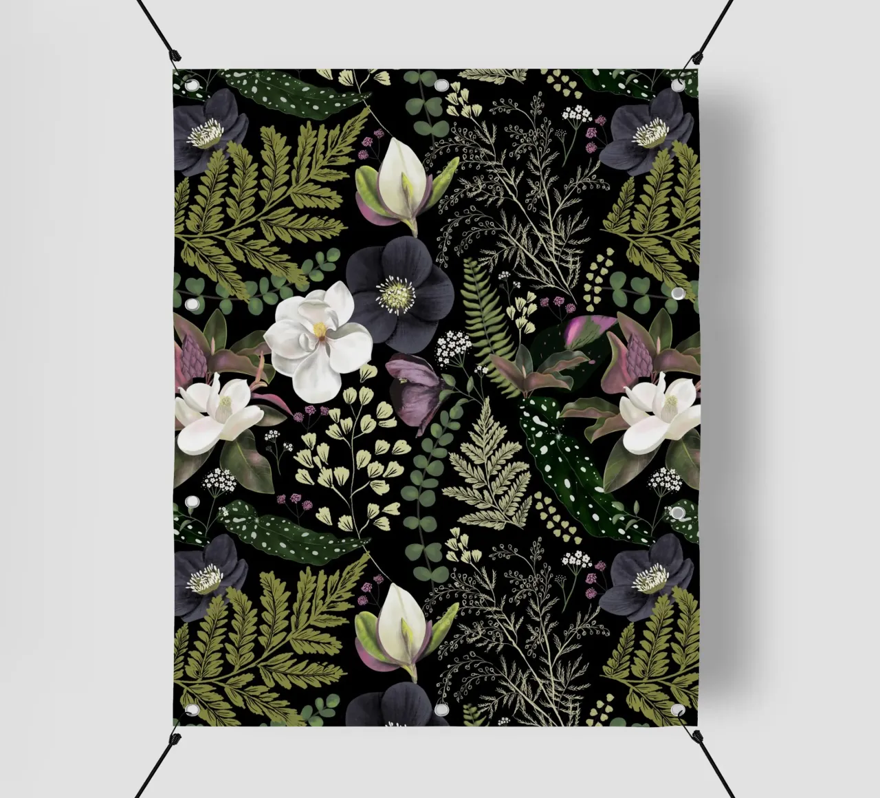Dark Mystical Garden Botanical Pattern telo in pvc da anisillustration