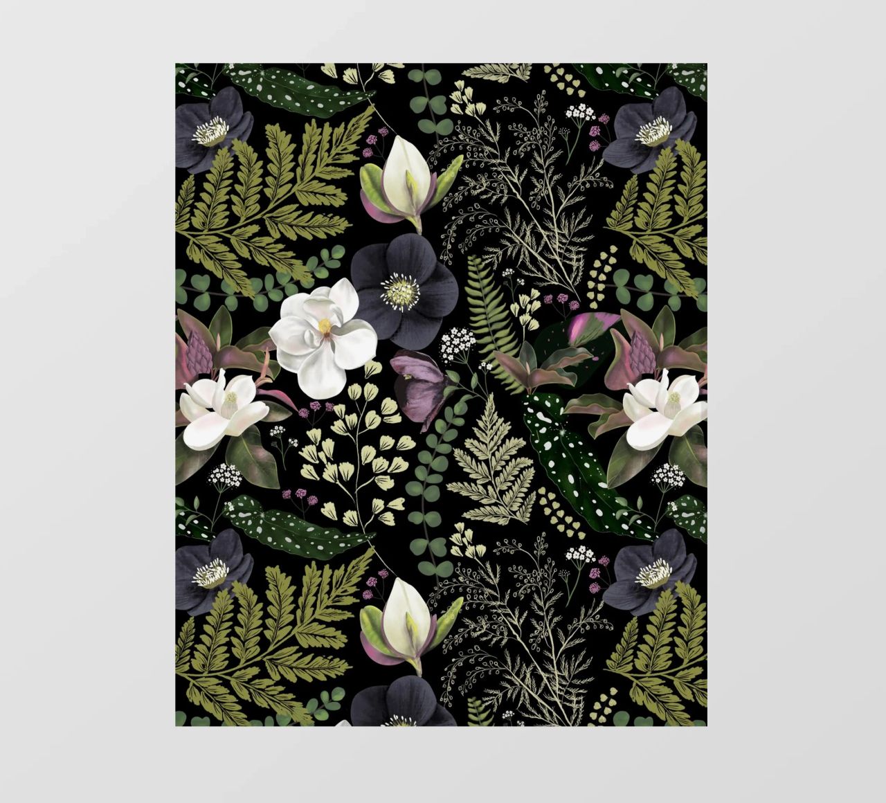 Dark Mystical Garden Botanical Pattern telo in pvc da anisillustration