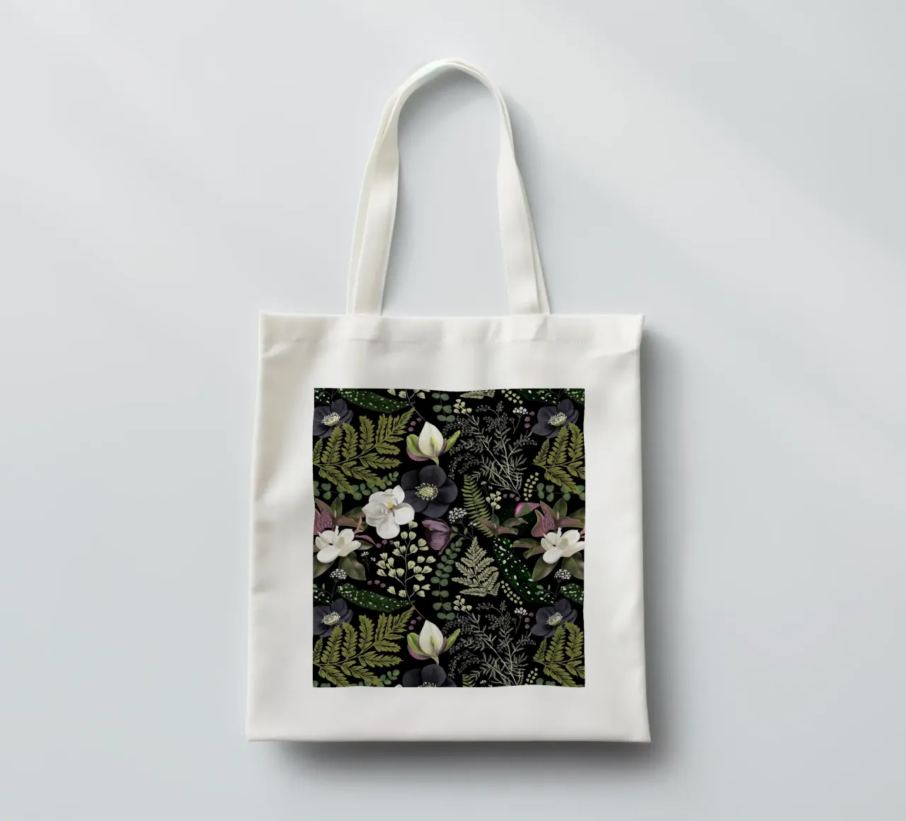Dark Mystical Garden Botanical Pattern borsa in juta da anisillustration