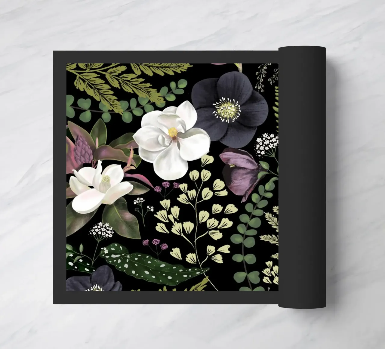 Dark Mystical Garden Botanical Pattern zerbino da anisillustration