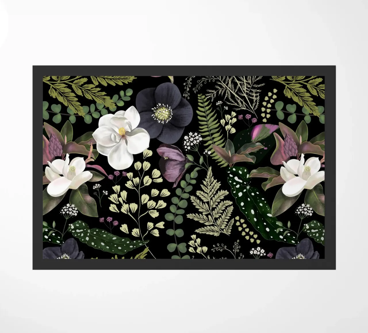 Dark Mystical Garden Botanical Pattern zerbino da anisillustration