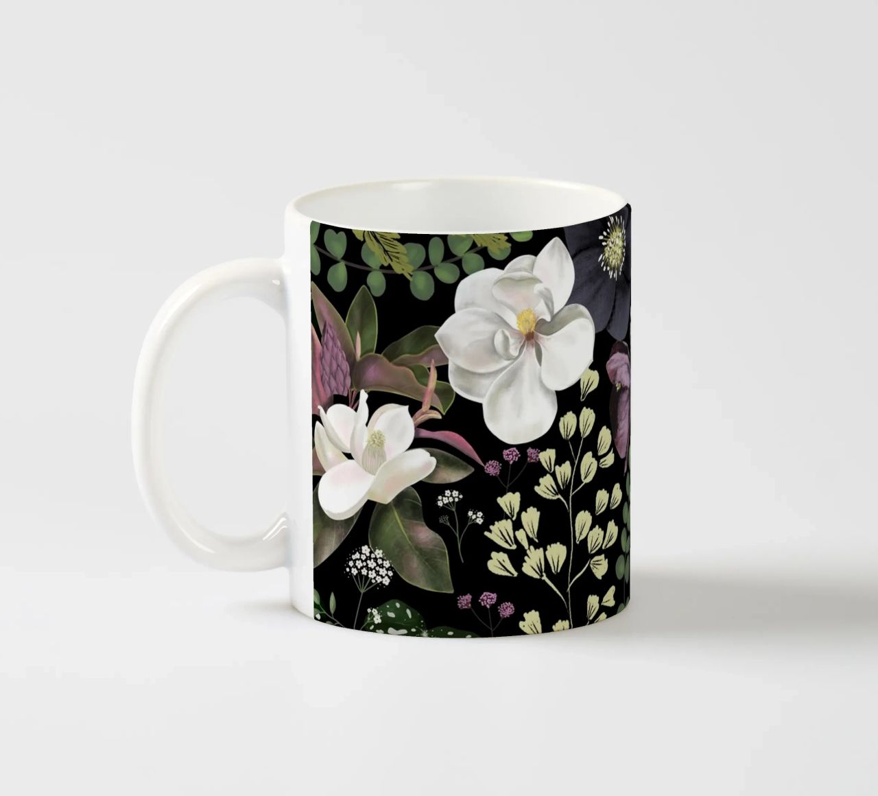 Dark Mystical Garden Botanical Pattern tazza in ceramica da anisillustration