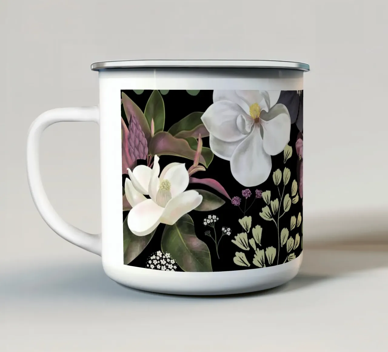 Dark Mystical Garden Botanical Pattern emaille mok van anisillustration