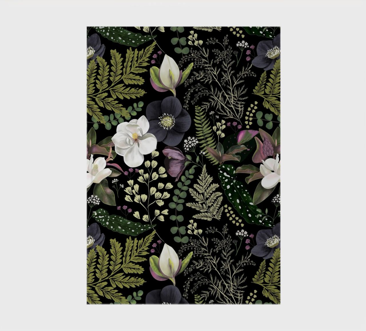 Dark Mystical Garden Botanical Pattern notebook by anisillustration