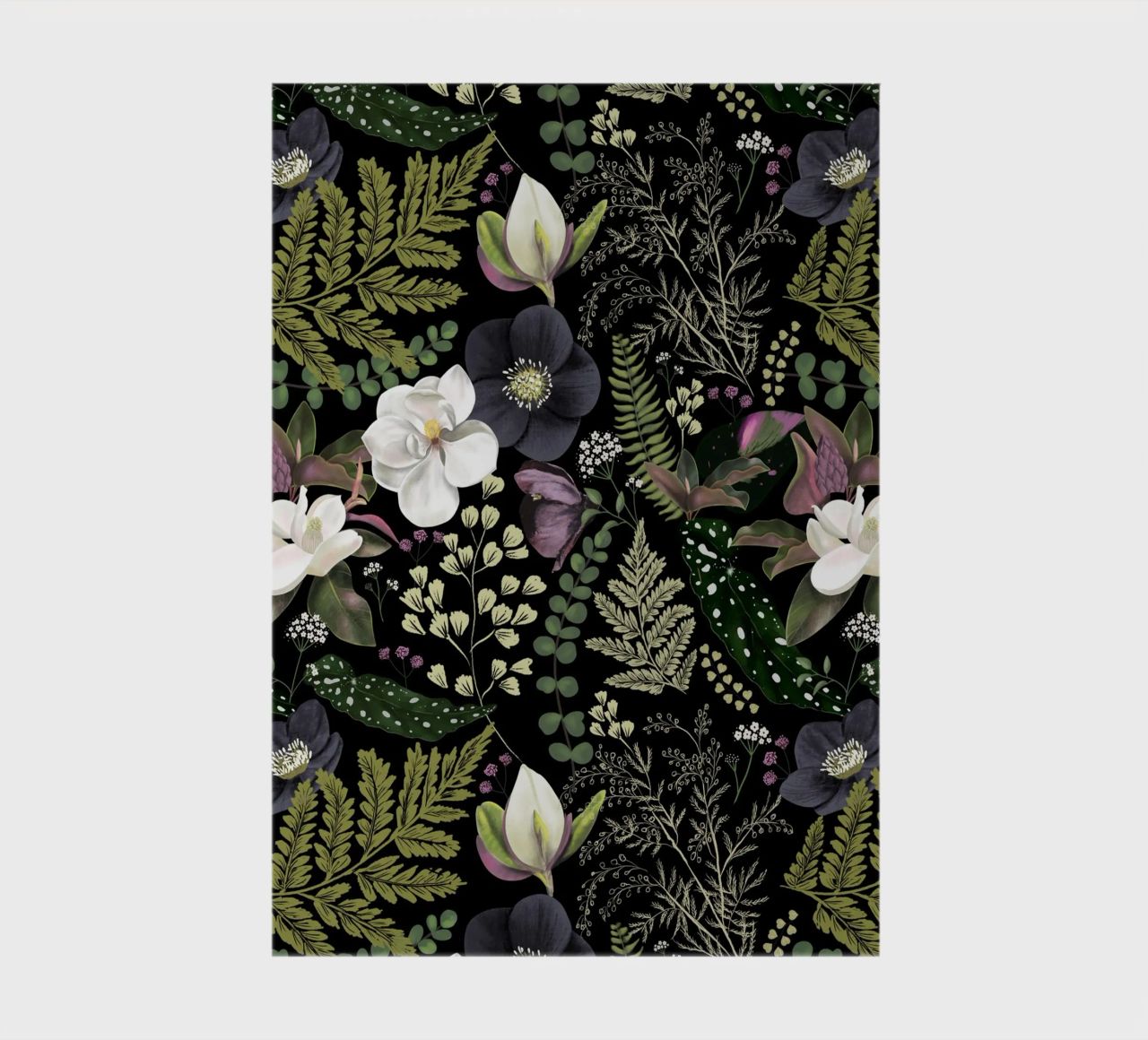 Dark Mystical Garden Botanical Pattern notebook by anisillustration
