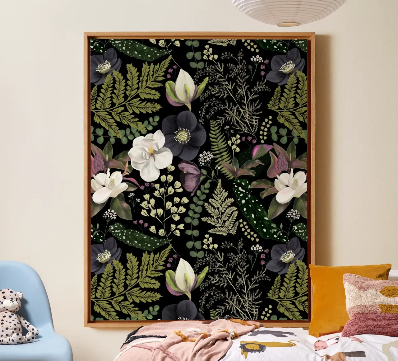 Dark Mystical Garden Botanical Pattern tela da anisillustration
