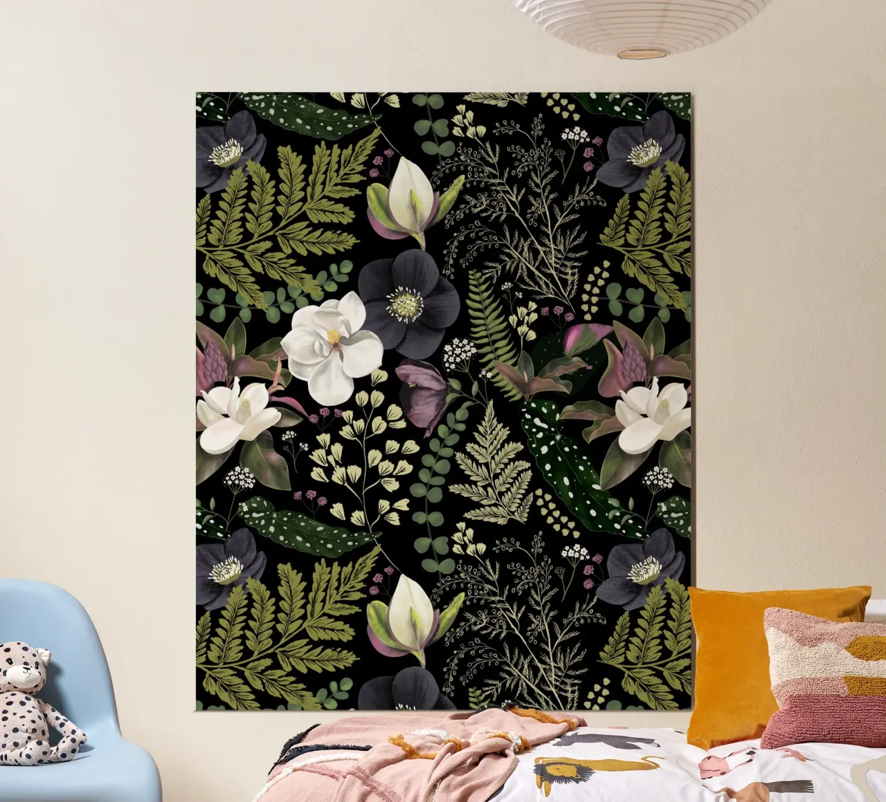 Dark Mystical Garden Botanical Pattern carta hahnemühle da anisillustration