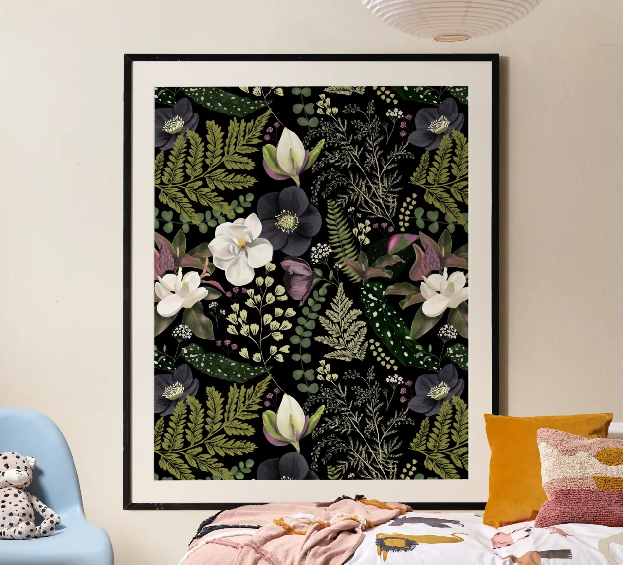 Dark Mystical Garden Botanical Pattern carta hahnemühle da anisillustration