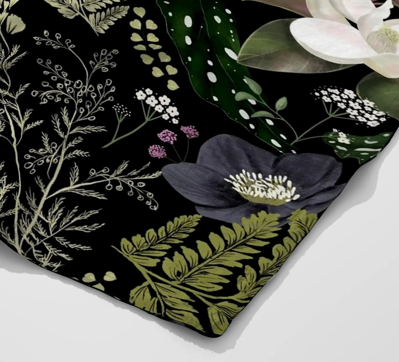 Dark Mystical Garden Botanical Pattern fleece blanket by anisillustration