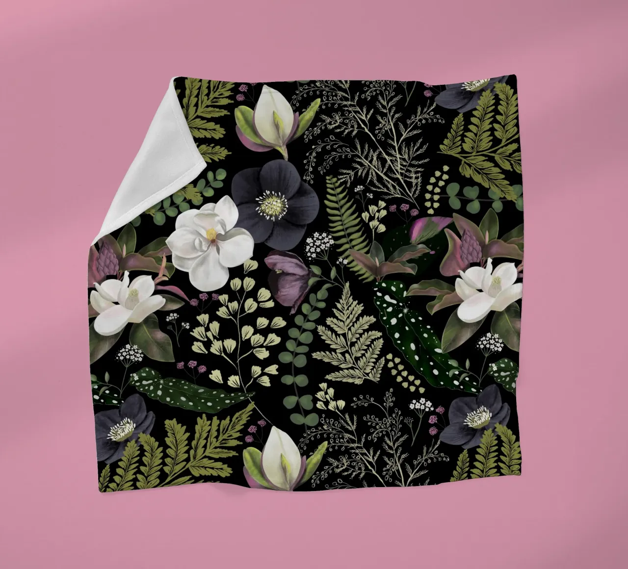 Dark Mystical Garden Botanical Pattern manta de franela de anisillustration