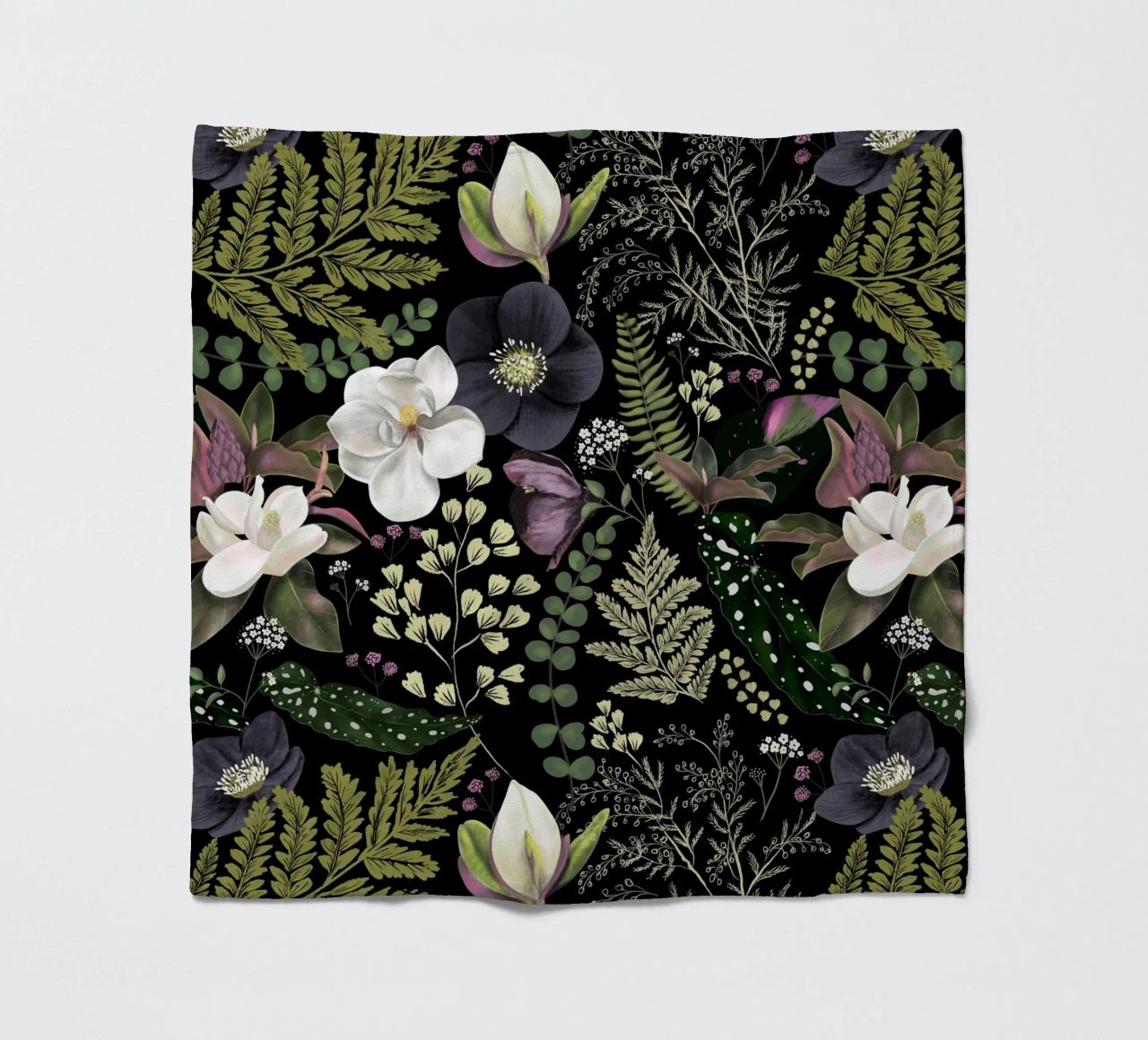 Dark Mystical Garden Botanical Pattern fleece blanket by anisillustration
