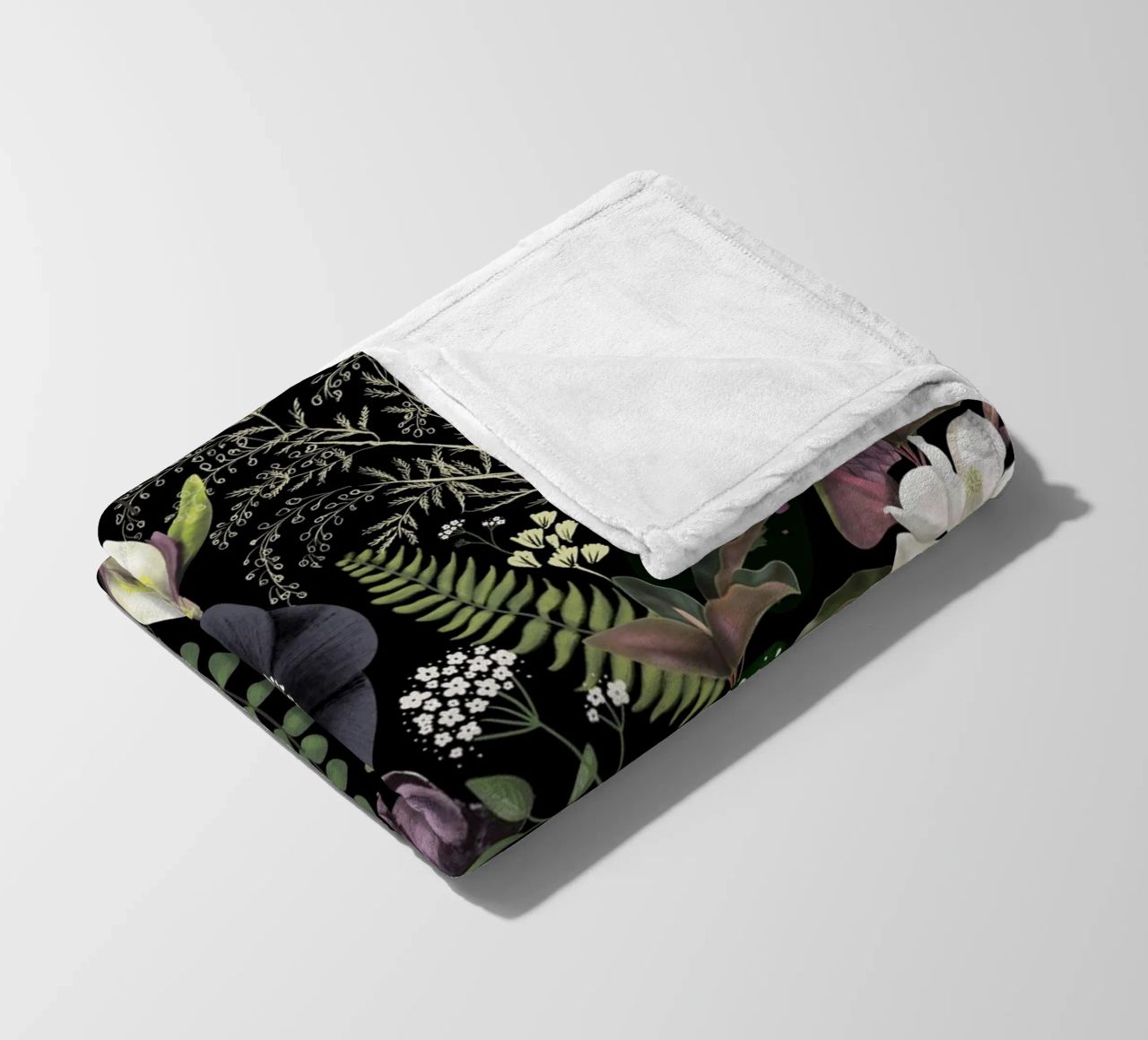 Dark Mystical Garden Botanical Pattern fleece blanket by anisillustration