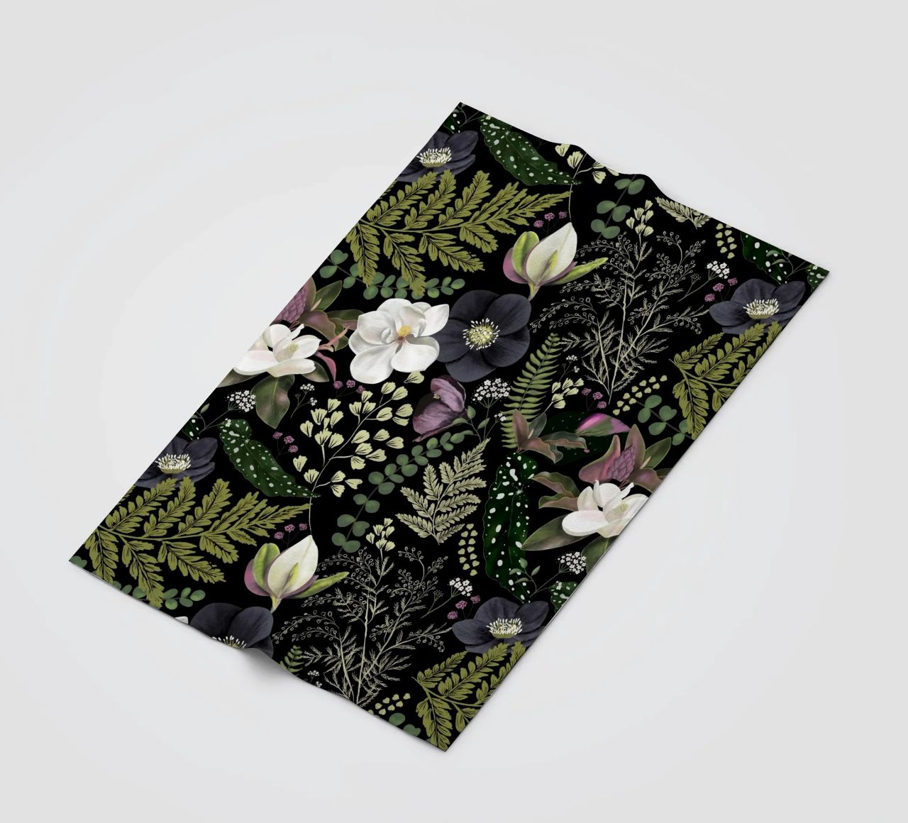 Dark Mystical Garden Botanical Pattern fleece blanket by anisillustration