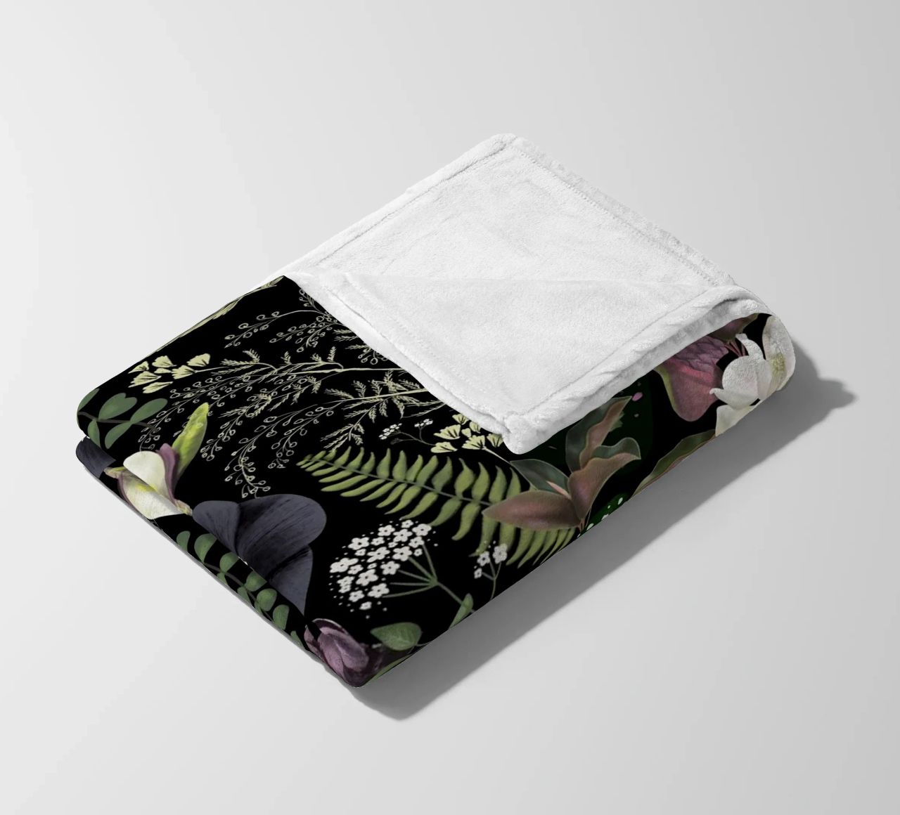 Dark Mystical Garden Botanical Pattern fleece blanket by anisillustration