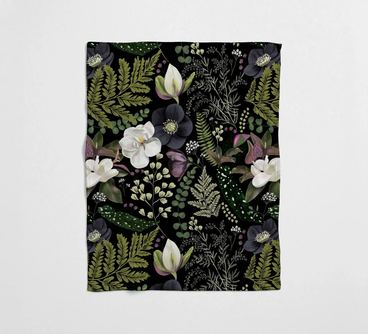 Dark Mystical Garden Botanical Pattern manta de franela de anisillustration