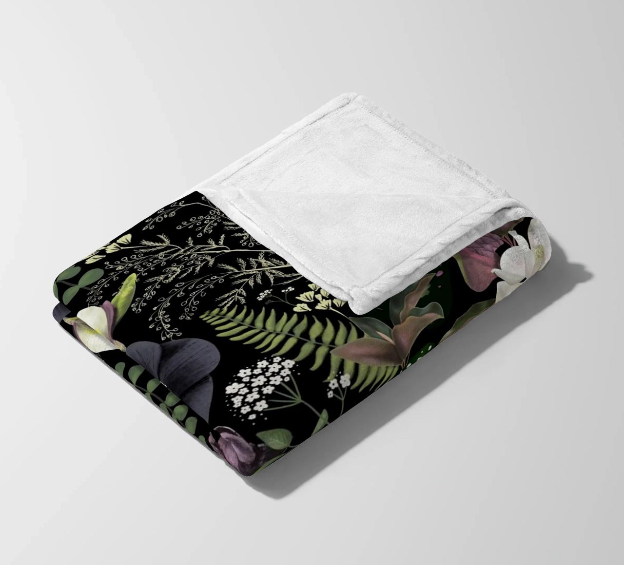 Dark Mystical Garden Botanical Pattern fleece blanket by anisillustration