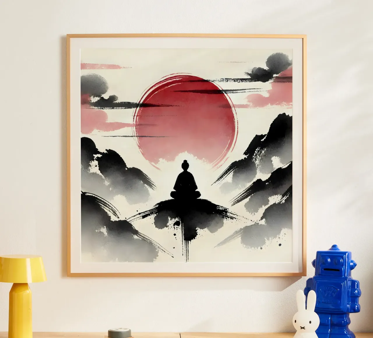 Meditación - estilo Sumi-e poster de spiritual